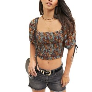 Free People | Back on Top Smocked Crop Top NWT